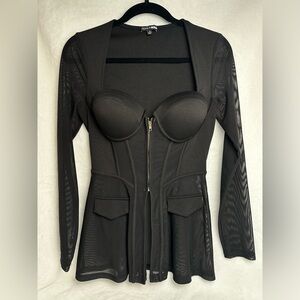 SHEER BLACK SUIT TOP - SIZE MEDIUM